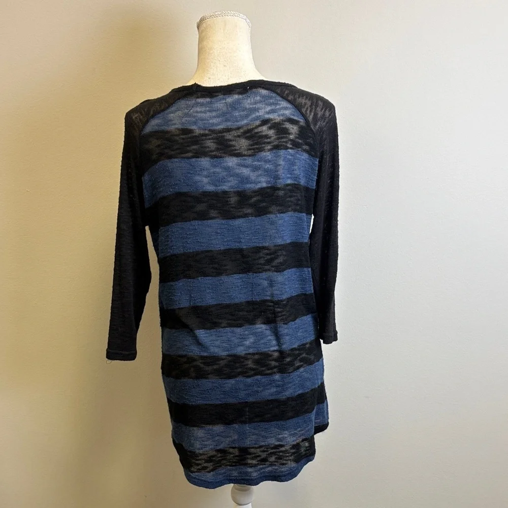 Derek Heart Black and Blue Striped Sweater